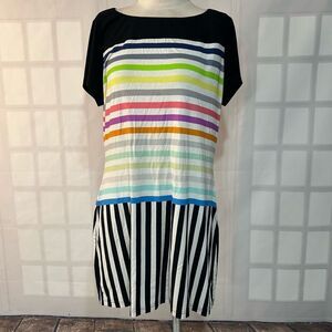 🔥🔥5 for $25🔥🔥 Simon Chang Multi Colored Striped t-shirt Dress Size XL